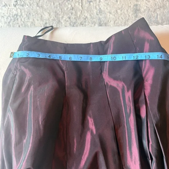 Vintage Cache Burgundy Taffeta Midi Skirt - Picture 7 of 10